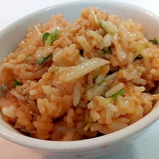 卵黄・大根・かいわれ大根・釜揚げしらすの混ぜご飯